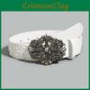 Punk Cross Mens Flower Designer Belt With Alloy Buckle And Studded Detail