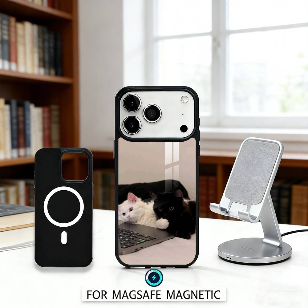 F-Fluffy and C-Cute Cat Phone Case Magnetic For iPhone17 16 15 14 13 12 Pro Max For Magsafe Wireless Charging Cover