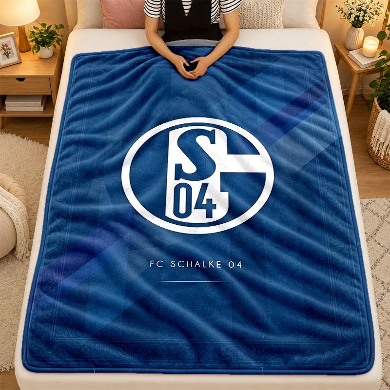 Flanell-Decke Schalke 04 Warme Weiche Überwurfdecke für drinnen Sofa Bett Wohnzimmer