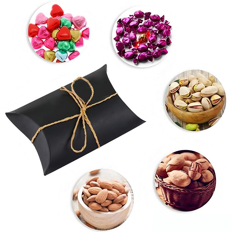 50Pcs Kraft Paper Candy Box Cardboard Packaing Boxes Present Boxes White Black Packaging Box Wedding Birthday Party Present Case
