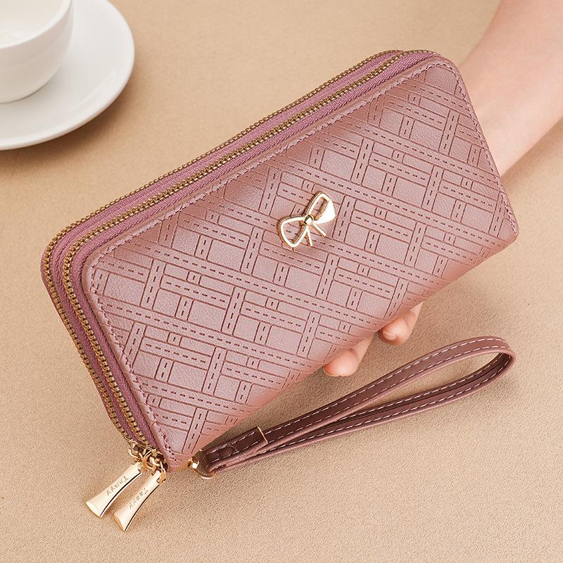 

Женские кошельки Кошелек с бантом на двойной молнии - Клатч, Кошелек для монет и Держатель для карт 19.5 * 10 * 4CM розы красного