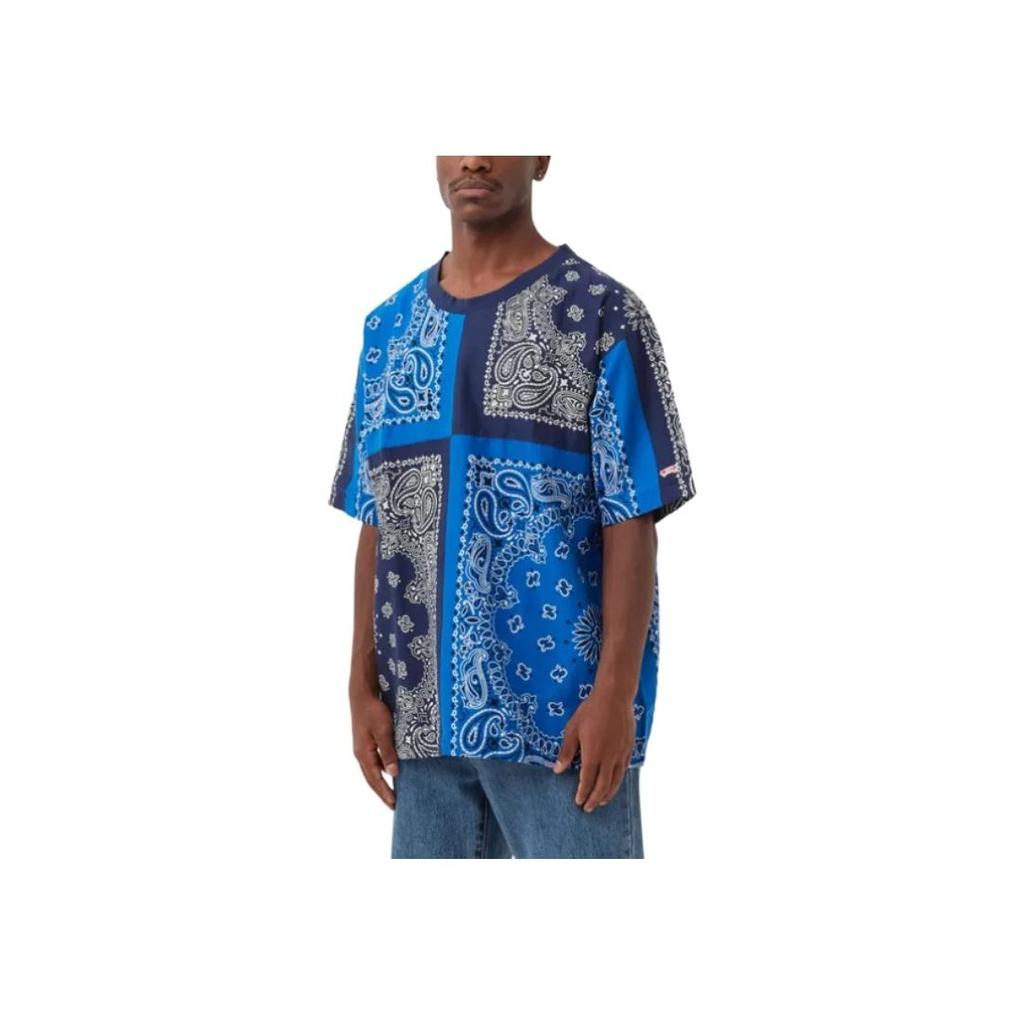 Vans X Bedwin Collaboration Cashew Flower Color Block Sports Crew Neck Short Sleeve T-Shirt Men Tops Blue VN0A4VLNZE5