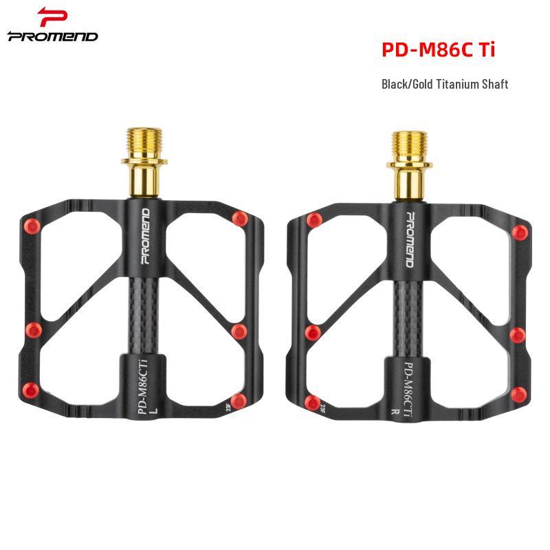 PROMEND 86T Mountain Bike Pedals - Titanium Axle, Carbon Tube, 3 Bearings, Road Cycling Pedals