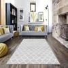 Gray Moroccan Pattern Area Rug - Machine Washable, Rectangular & Soft Carpet