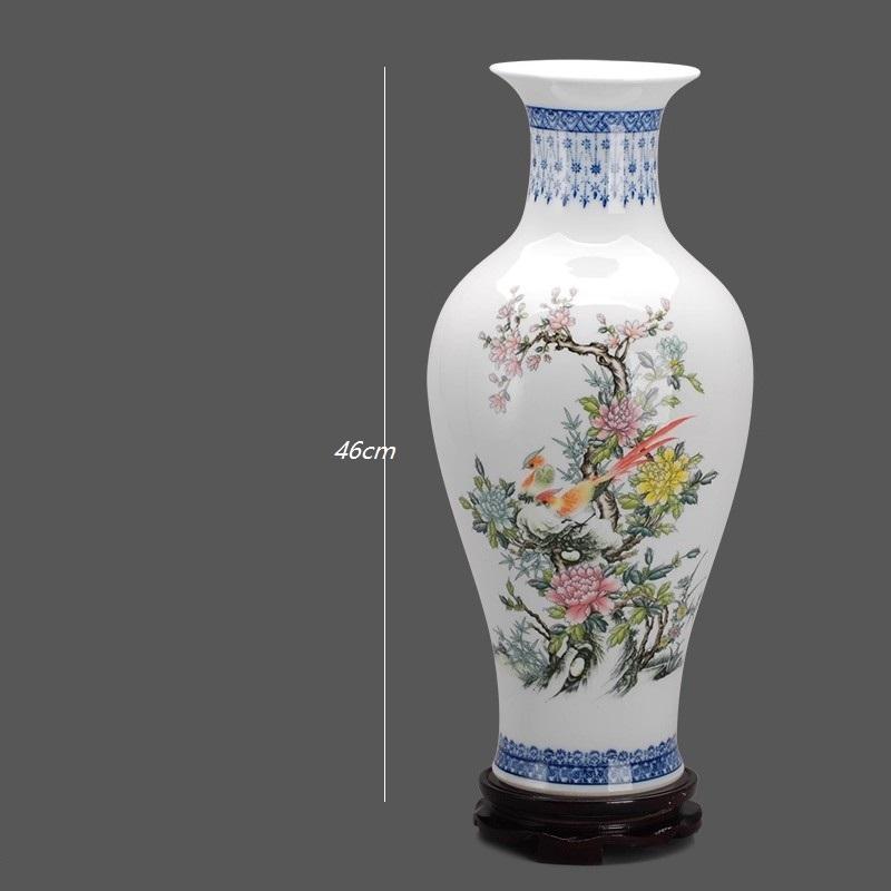 46cm Large Vase Jingdezhen Ceramic Vase Ornament Classical Blue and White Porcelain Pink Vase Home Decoration Decoration Crafts