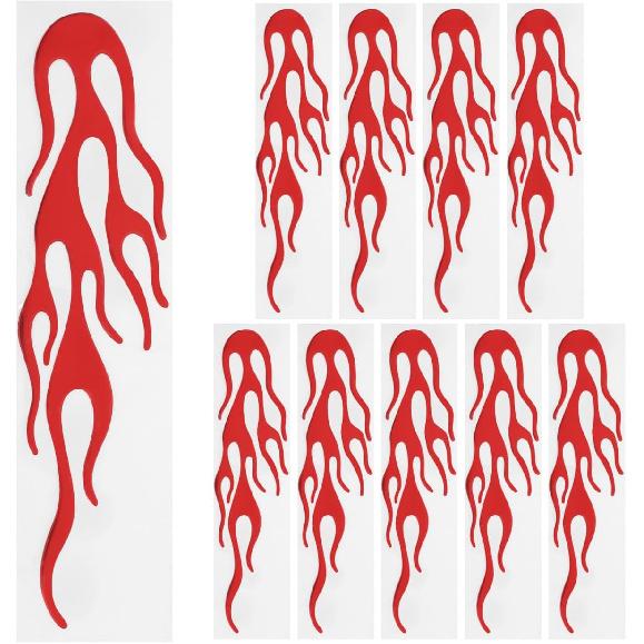 

10Pcs 3D Motorcycle Flame Decals Self-Adhesive PVC Stickers for Scooter Auto Window Exterior Accessories 7.87X2.36 Inches Heat Resistant 20.00X6.00X0.50CM красный