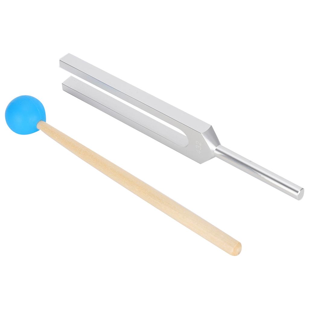 432HZ Aluminum Alloy Tuning Fork Wood Hammer Sound Healing Therapy Tool Set