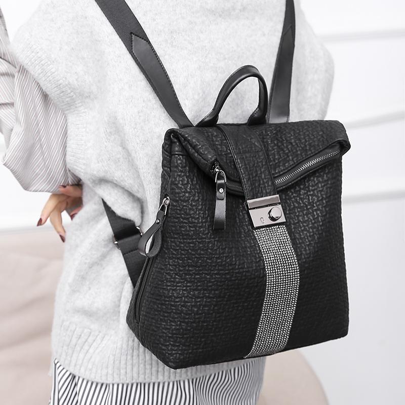 Women's Handbag and Backpack New Ms Luxury Designer High Capacity Leather Black Backpack Casual High Quality School  for Girls Travel Bagpack