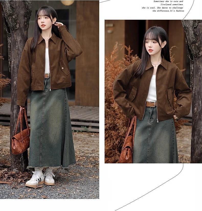 American Retro Petite Maillard Coffee Spring Jacket