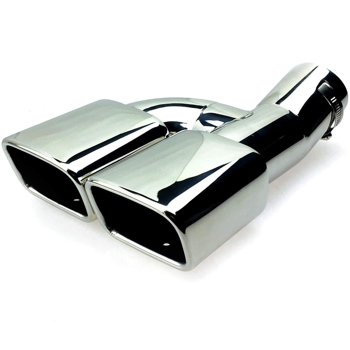 

Takelablaze Slash Cut Double-Type Stainless Steel Muffler Cutter for 80 Series Voxy, Esquire, and Noah, Dual Exhaust, Silver