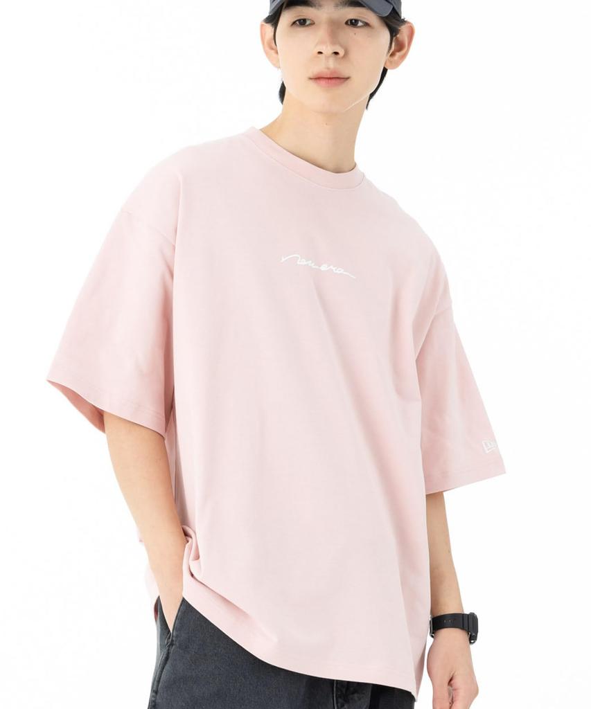 New Era Oversized Cotton Tee Handwritten Logo Pink Rouge L 14683882 S/S