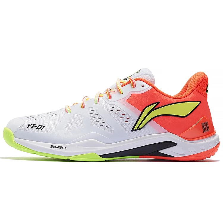 New LiNing Cloud Thunder Cushioned Slip Resistant Abrasion Resistant Breathable Low Top Badminton Shoes Unisex White Red AYAS028-4