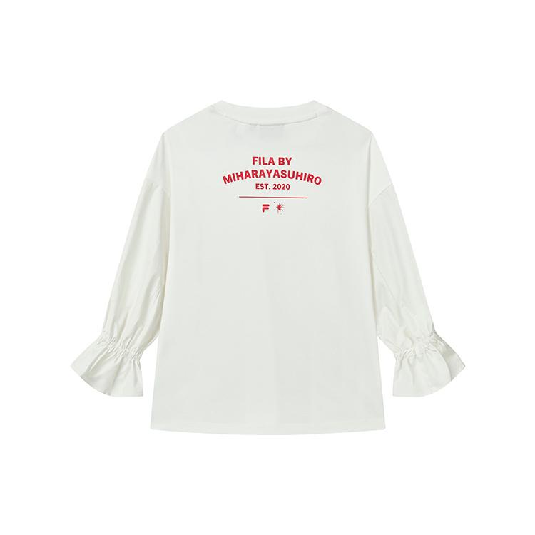 

New FILA x MIHARA YASUHIRO Drop Shoulder Sleeve T-Shirt Women s Coconut Milk White F11W233106F-IV XL