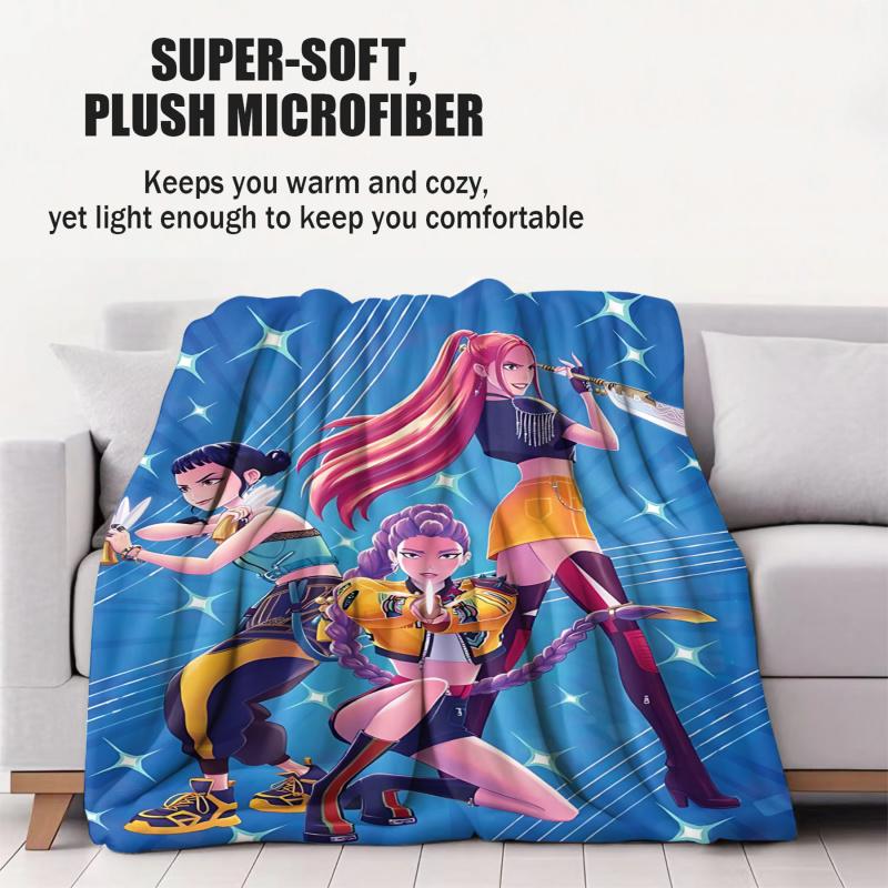K-Pop Demon Hunters Fan Gifts Blanket Anime Flannel Throw Blanket Suitable Home Leisure Camping Travel Multifunctional Blanket