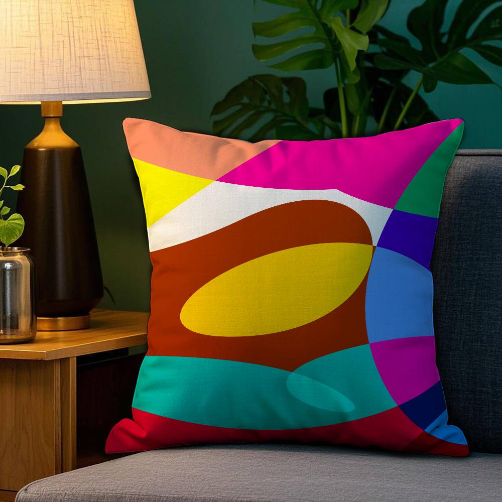 Abstrakte Kurvenfarben Kissenbezug Plüschstoff Weich Beidseitiger Druck Zuhause Sofa Hohe Qualität Kissenbezug Überwurf