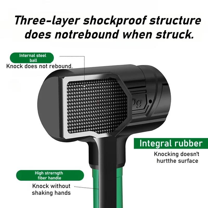 Shockproof Rubber Hammer with Non Slip Handle and Steel Ball for Woodworking Household Hand Tool