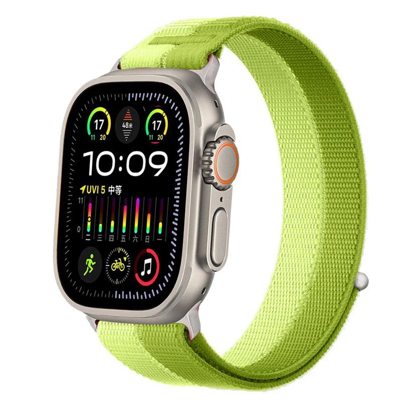 Плетеный нейлоновый ремешок для Apple Watch 49мм 46мм 45мм 44мм 42мм 41мм 40мм Спортивный браслет iWatch Серии Ultra 3 2/11 10 9 8 7 6 5 SE3 38mm 40mm 41mm зелёный