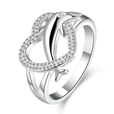 Women's Dolphin Heart Finger Ring Jewelry Charm for Party Prom