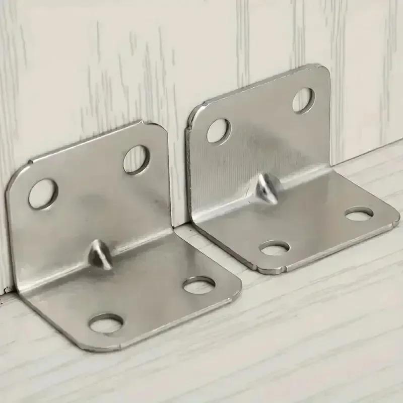 New 20pcs Stainless Steel Corner Bracket 90 Degree Right Angle Fixed L Bracket for Wood Furniture Cabinet Connector Accessories