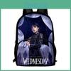 Oxford Kumaştan Erkekler İçin Geniş Kapasiteli Wednesday Addams Baskılı Okul Çantası