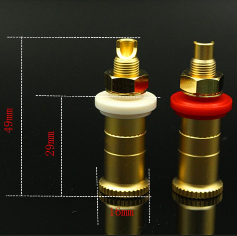 2Pcs Gold Plated Brass HIFI Binding Post Banana Plug Socket Terminal Connector For Amplifier Speaker Audio Cable Home Theater  Wiring Accessory