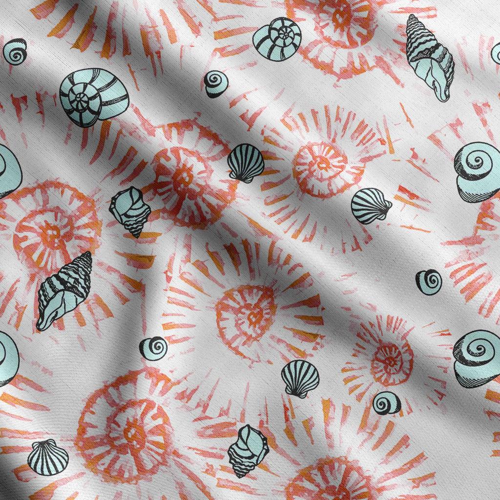 Soimoi Muscheldruck, Baumwollcambric, Quiltstoff Meterware 107 cm breit, mittelschwerer Baumwollstoff, Nähzubehör, Blau &