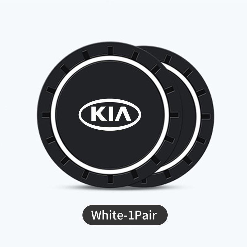 BXZE2 For KIA 2Pcs Car Coaster Water Cup Bottle Holder Mat Anti-slip Pad Rio K5 K2 Sportage Ceed Sorento Picanto Stinger Soul
