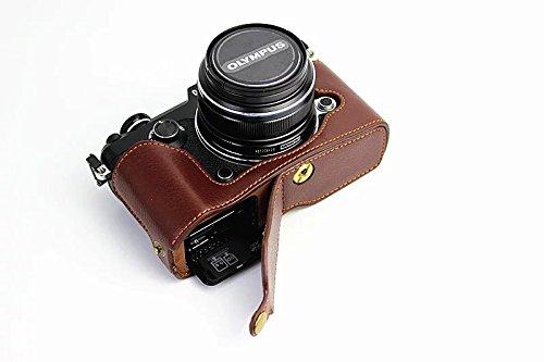 

SIUTATDSH Camera Case, Silver-Tone Leather, for Olympus PEN F, Shockproof, Portable, Tripod Mountable, and Battery Replacement Included (Coffee Color)