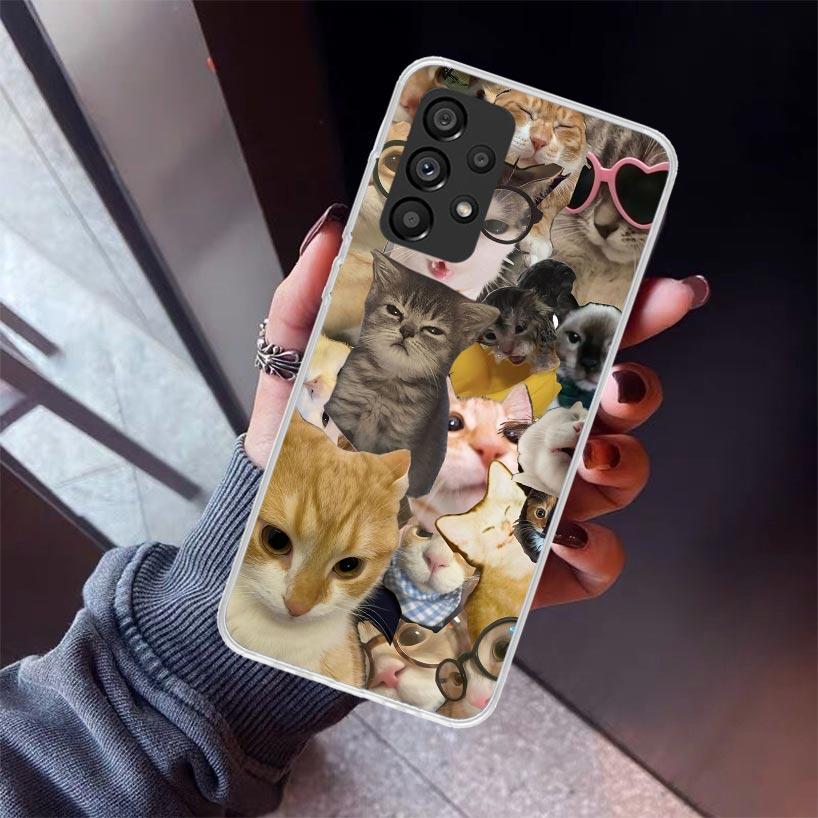 Crying Cat Memes Phone Case For Samsung Galaxy A12 A52S A42 A32 A22 A51 A50 Note 20 Ultra 10 S10 Plus A71 A70 A31 A30 A10S Galax