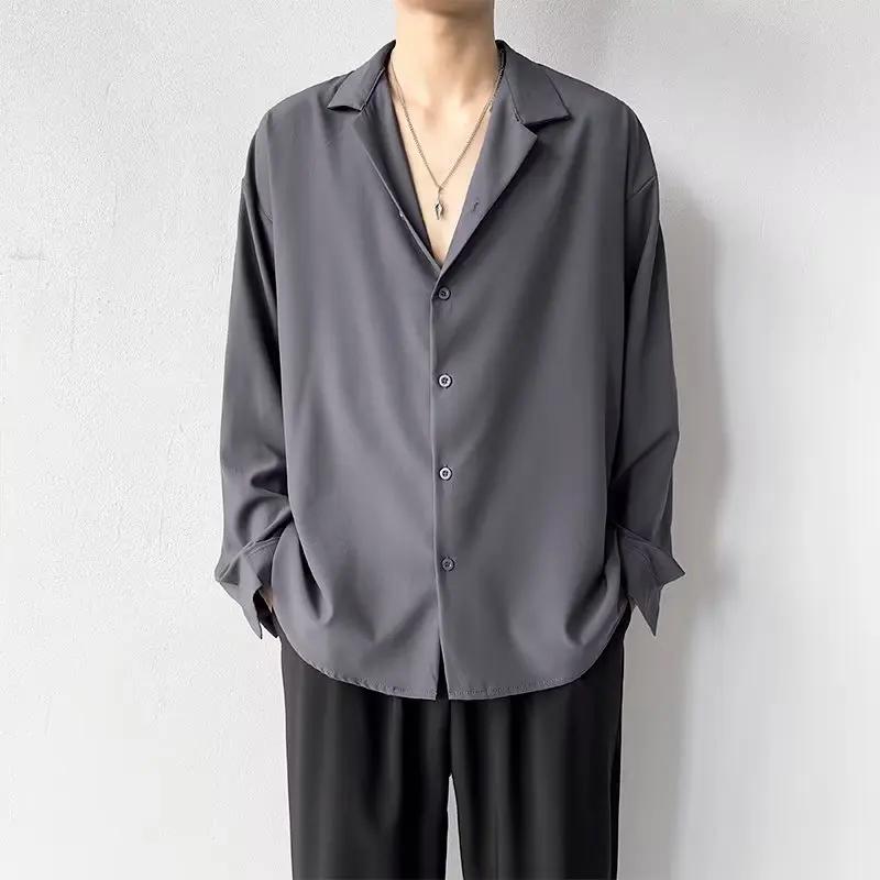 Men's Shirt Spring Summer Loose Casual Long-sleeved Lapel High Street Male Suit Shirt