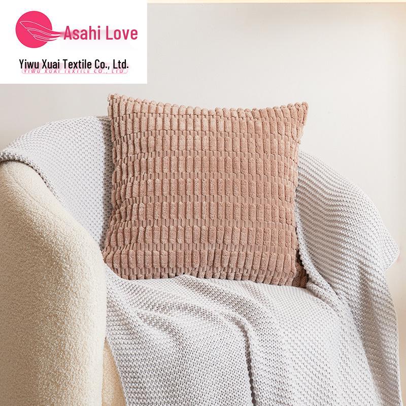 XUAI Corduroy Wheat Grain Backrest Pillowcase - Machine Washable Cover (Insert Not Included)