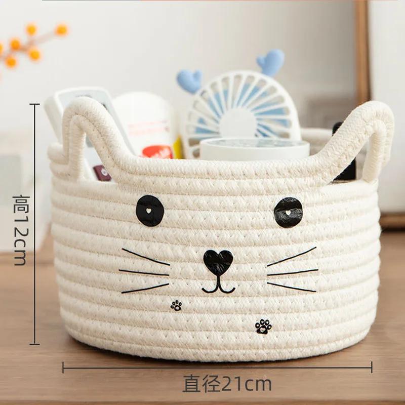 

Корзина для хранения из японского хлопка Cat Ears Корзина для хранения Моющаяся корзина для хранения закусок для домашнего хранения
