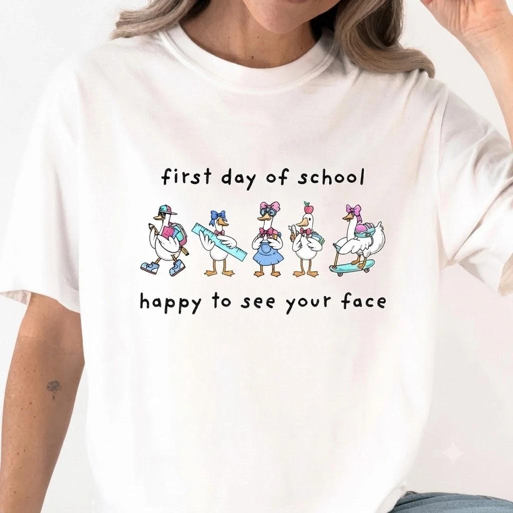 Goose First Day Of School Teacher White T Shirt