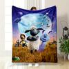 A Moonlit Alien-themed Farm Scene with Animated Characters and UFOs. for All Seasons Blanket Lunch Break Throw Gift