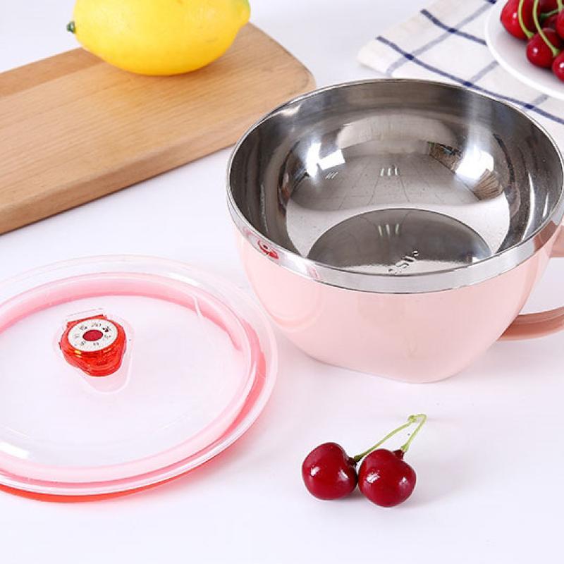 Instant-Nudelschüssel aus Edelstahl, doppellagig isolierte Instant-Nudelschüssel für Erwachsene, Verbrühschutz, Wärmedämmung, Frischhaltebox mit Deckel