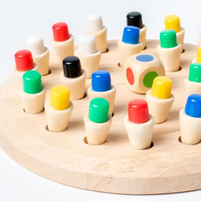 Houten Memory Match Stick Schaak Kleur Spelbord Puzzels Montessori Educatief Speelgoed Cognitieve Vaardigheid Leren Speelgoed