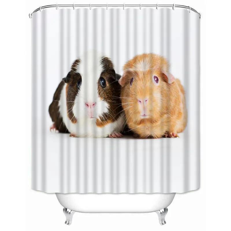 Custom High Quality Guinea Pig Shower Curtain Waterproof Bathroom Polyester Fabric Bathroom Curtain