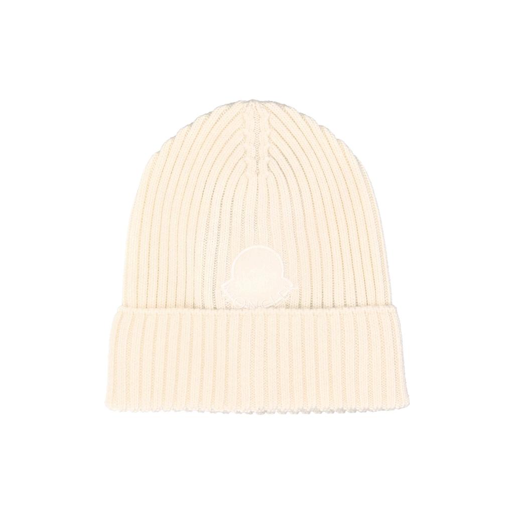 Moncler Micro Logo Warm Wool Plush Hat Baby hats Beige 3B00010M1131030