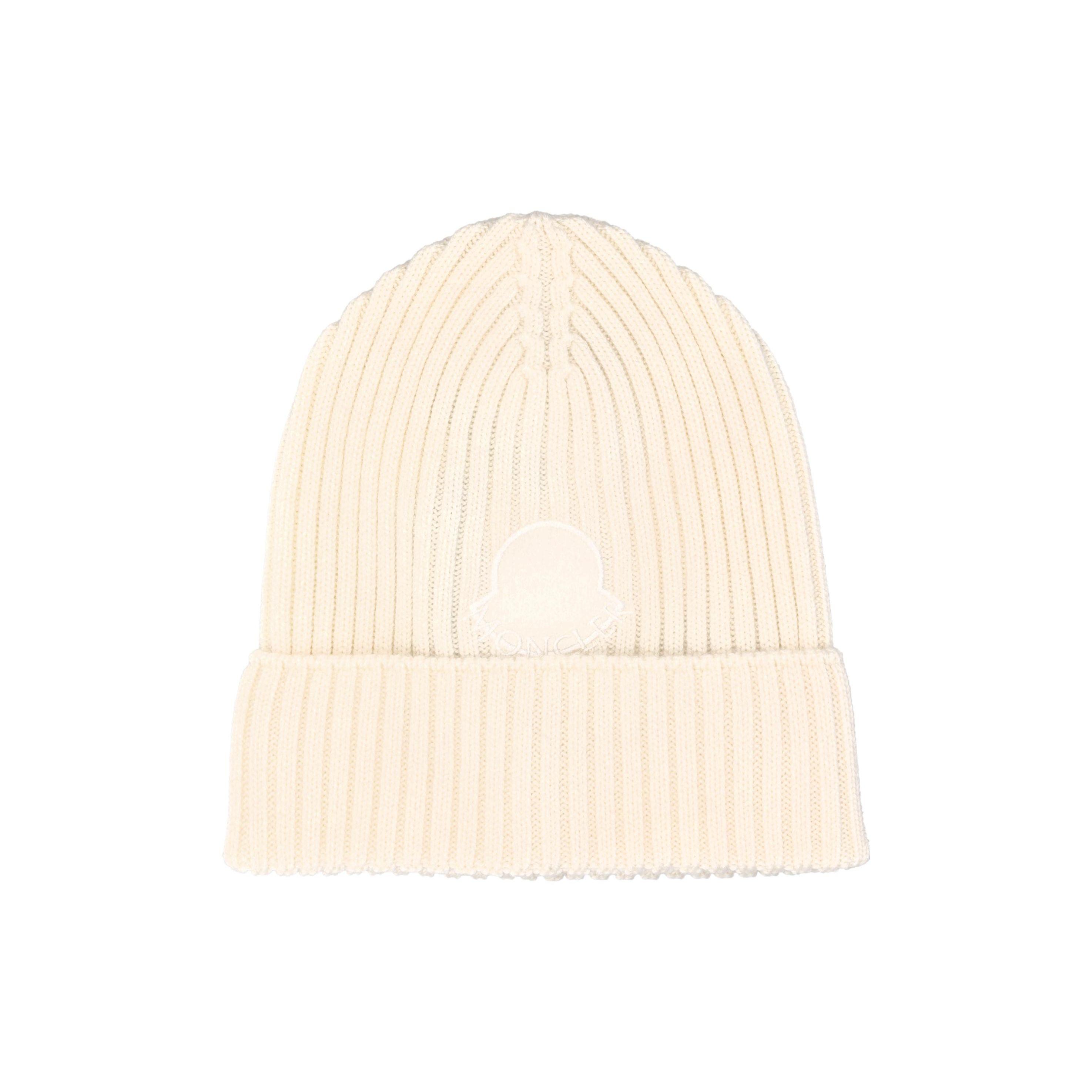 Moncler Micro Logo Warme Wol Pluche Hoed Babyhoeden Beige 3B00010M1131030 M white