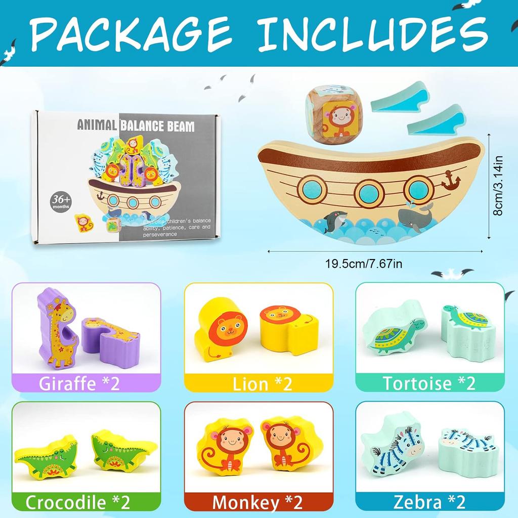 Stacking Games for Kids Wooden Balance Stacking Educational Toys for Family Games Birthday Gift Party Travel Toys