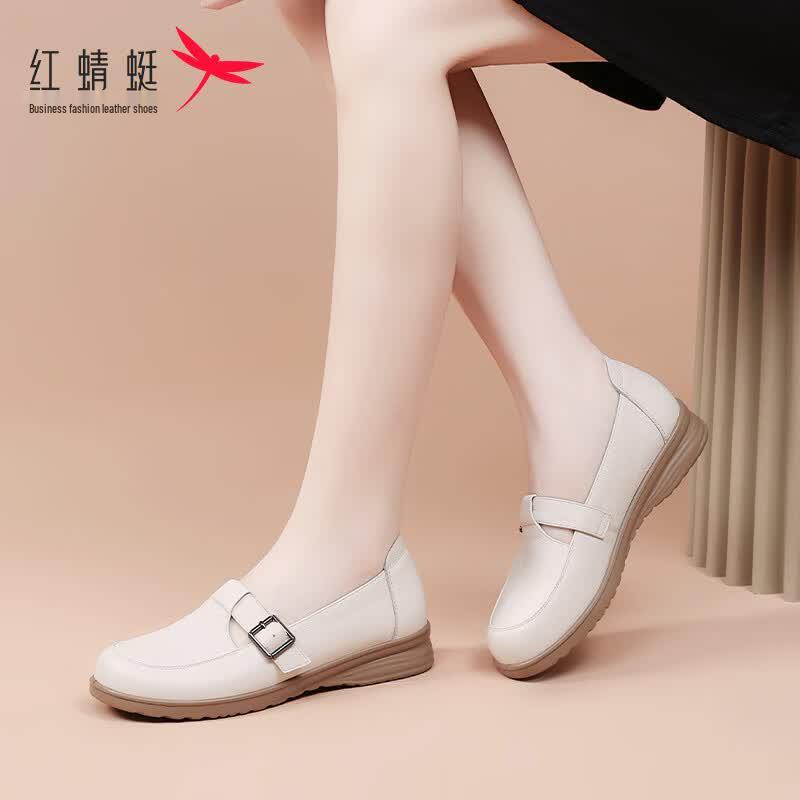 Red Dragonfly Women s Soft Leather Mid-Heel Loafers 40