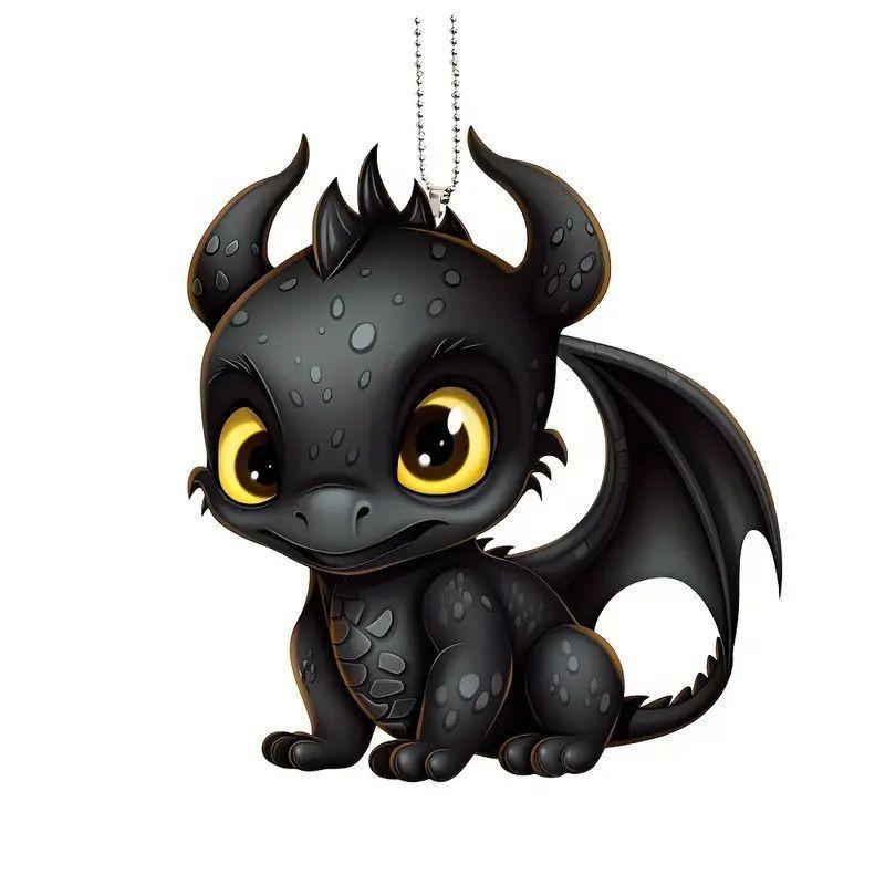 Black Dragon Enchanting Acrylic Hanging Decor Trendy Cartoon Style For Car Interiors