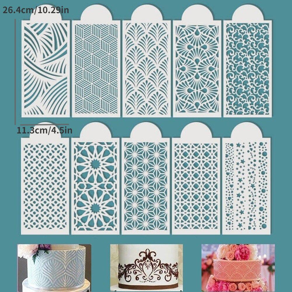 Cake Stencil Dotted Line Shape Pattern Wedding Cake Decorating Lace Cake Fondant Boder Stencils Template DIY Drawing Mold Tool