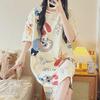 Women's Summer Cotton-Feel Short-Sleeve Nightdress & Pajama Set