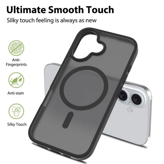 Coque de protection pour téléphone - BOOLING - iPhone 16 - Antichoc - Translucide - Recharge sans fil