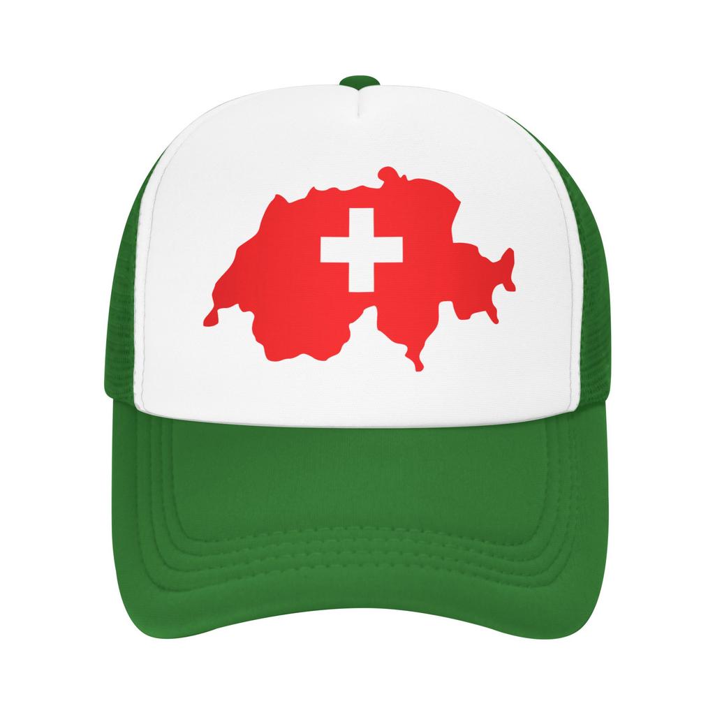 Cappellini da Baseball a Rete con Mappa e Bandiera Svizzera Svizzera Unisex Donna Sportivi Cappelli Parasole Regolabili Estivi Cappellino Trucker