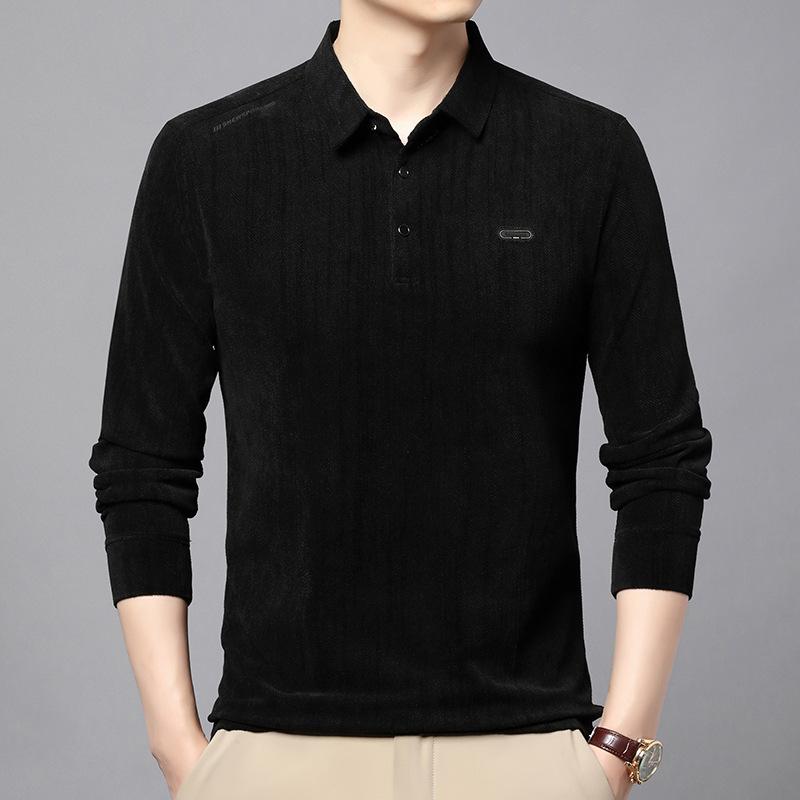 Autumn Long Sleeve Polo Shirt Men's Lapel Collar Casual Fashion Versatile T-Shirt Middle-Aged & Young Top