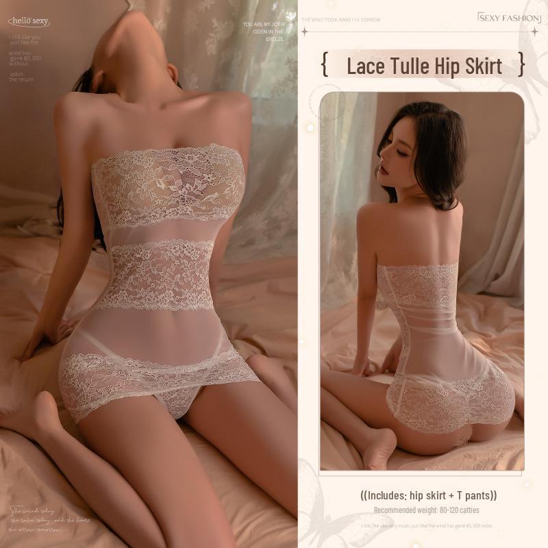 Manyan Sexy Lace See-Through Lingerie Mesh Tube Top Secretary Suit 9140