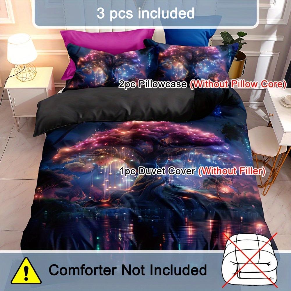 3pcs Duvet Cover Set 3D Life Tree Print All Season Bedding Set Soft Comfortable Breathable Duvet Cover for Decoration Bedroom