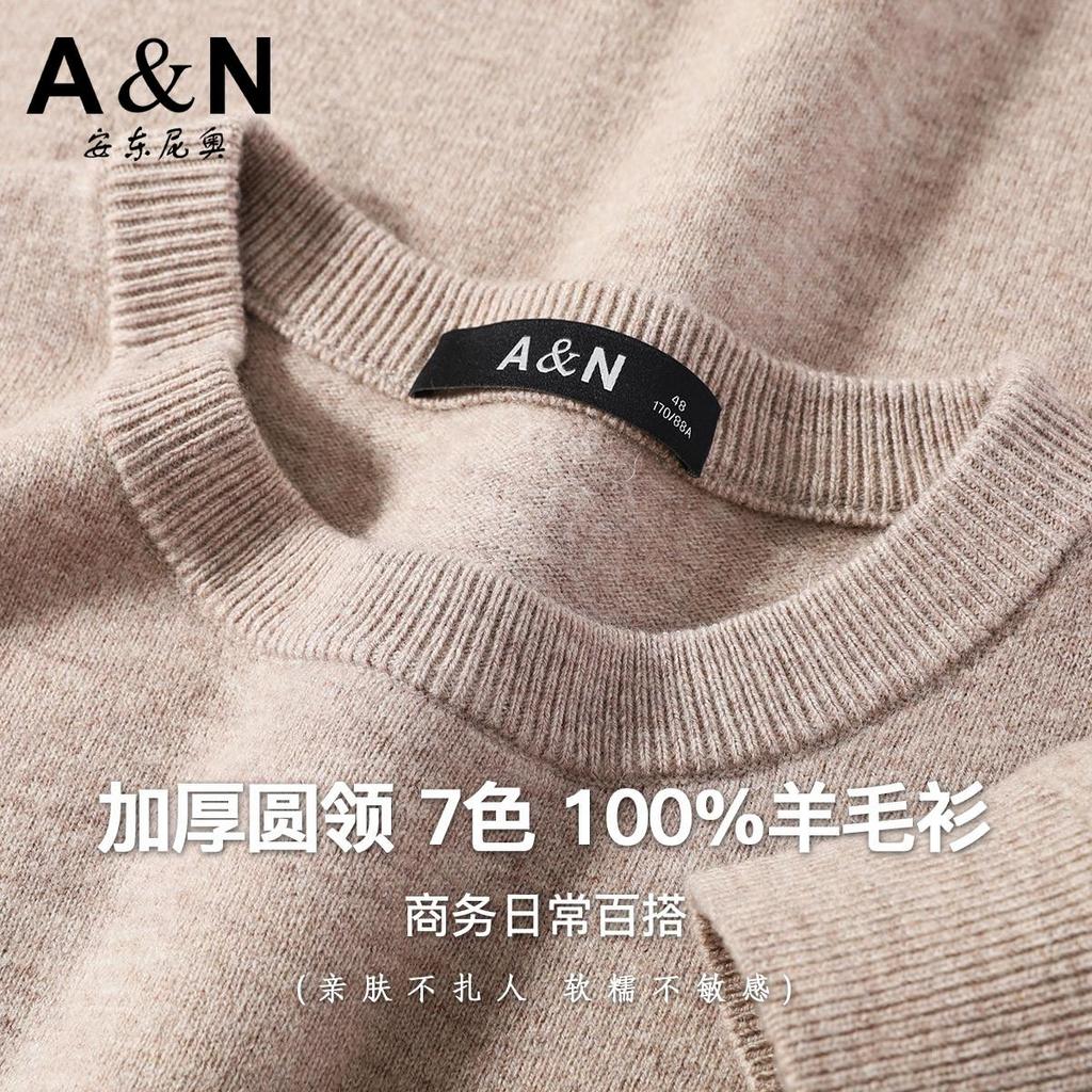 [100% Sheep Wool] Simple Luxury Business Leisure Men's Round Neck Thick Wool Sweater Base Sweater Spring and Autumn